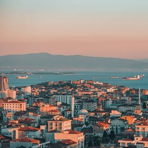 Preview wallpaper city, aerial view, coast, buildings, istanbul, turkey