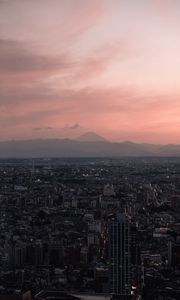 Preview wallpaper city, aerial view, dusk, buildings, cityscape