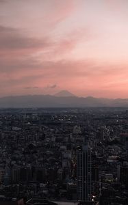 Preview wallpaper city, aerial view, dusk, buildings, cityscape