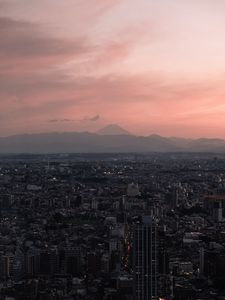 Preview wallpaper city, aerial view, dusk, buildings, cityscape