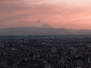 Preview wallpaper city, aerial view, dusk, buildings, cityscape