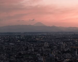 Preview wallpaper city, aerial view, dusk, buildings, cityscape