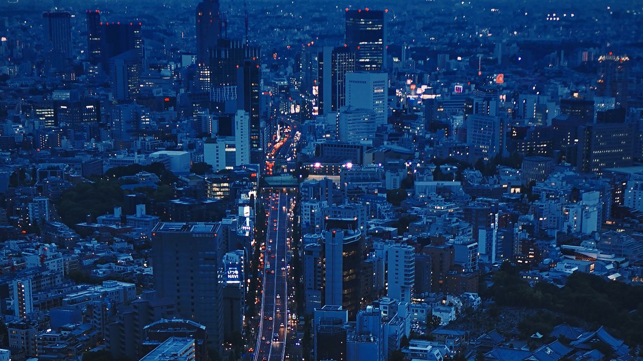 Wallpaper city, aerial view, evening, architecture, overview, tokyo, japan