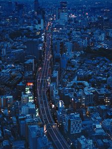 Preview wallpaper city, aerial view, evening, architecture, overview, tokyo, japan