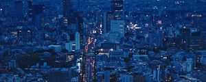 Preview wallpaper city, aerial view, evening, architecture, overview, tokyo, japan