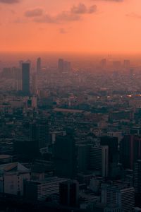 Preview wallpaper city, aerial view, fog, overview, bangkok