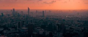 Preview wallpaper city, aerial view, fog, overview, bangkok