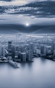 Preview wallpaper city, aerial view, gray, sky, coast
