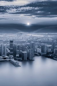 Preview wallpaper city, aerial view, gray, sky, coast