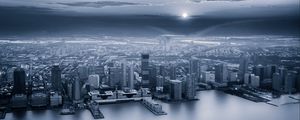 Preview wallpaper city, aerial view, gray, sky, coast