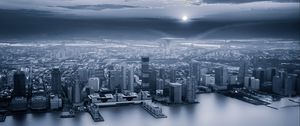 Preview wallpaper city, aerial view, gray, sky, coast