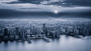 Preview wallpaper city, aerial view, gray, sky, coast