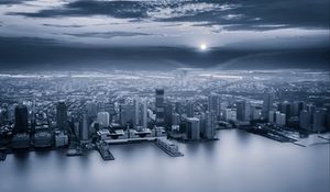 Preview wallpaper city, aerial view, gray, sky, coast