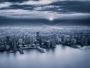 Preview wallpaper city, aerial view, gray, sky, coast