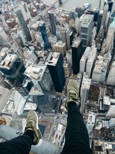 Preview wallpaper city, aerial view, legs, overview, buildings, height