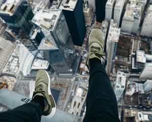 Preview wallpaper city, aerial view, legs, overview, buildings, height