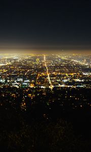 Preview wallpaper city, aerial view, lights, dark