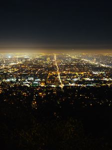 Preview wallpaper city, aerial view, lights, dark