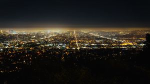 Preview wallpaper city, aerial view, lights, dark