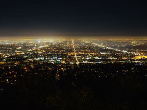 Preview wallpaper city, aerial view, lights, dark