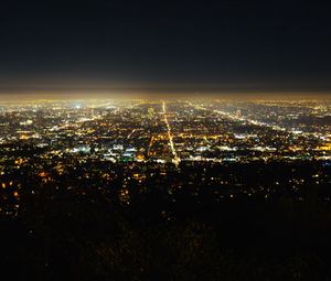 Preview wallpaper city, aerial view, lights, dark