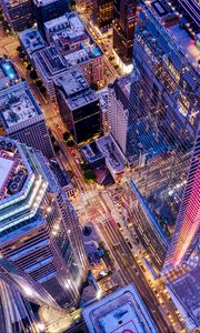 Preview wallpaper city, aerial view, lights, road