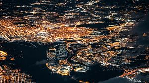 Preview wallpaper city, aerial view, lights, light, night