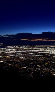 Preview wallpaper city, aerial view, lights, night, dark