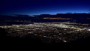 Preview wallpaper city, aerial view, lights, night, dark