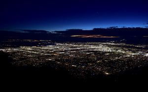 Preview wallpaper city, aerial view, lights, night, dark