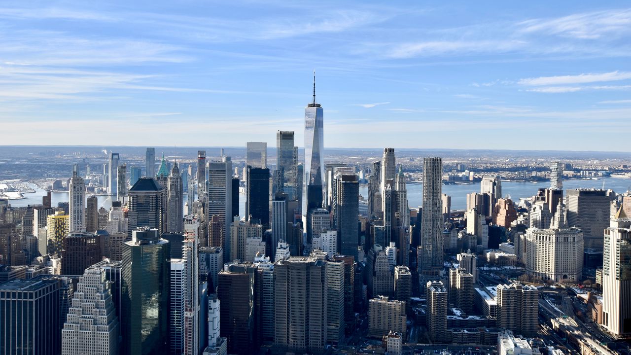 Wallpaper city, aerial view, metropolis, buildings, cityscape, new york