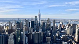 Preview wallpaper city, aerial view, metropolis, buildings, cityscape, new york
