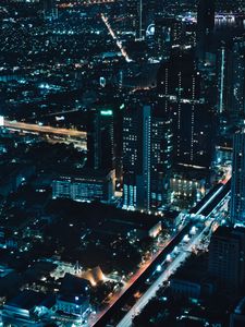 Preview wallpaper city, aerial view, night, lights