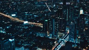 Preview wallpaper city, aerial view, night, lights