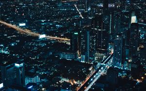 Preview wallpaper city, aerial view, night, lights