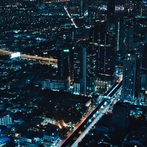 Preview wallpaper city, aerial view, night, lights