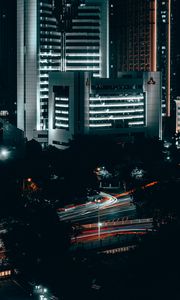 Preview wallpaper city, aerial view, night, buildings, lights