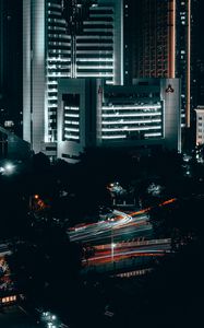 Preview wallpaper city, aerial view, night, buildings, lights