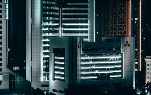 Preview wallpaper city, aerial view, night, buildings, lights