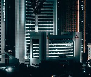 Preview wallpaper city, aerial view, night, buildings, lights