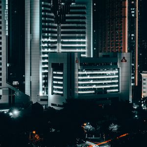 Preview wallpaper city, aerial view, night, buildings, lights