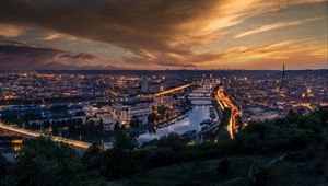 Preview wallpaper city, aerial view, river, buildings, lights