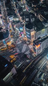 Preview wallpaper city, aerial view, road, buildings