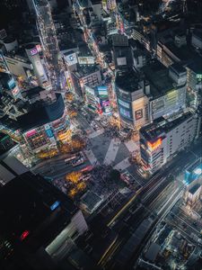 Preview wallpaper city, aerial view, road, buildings
