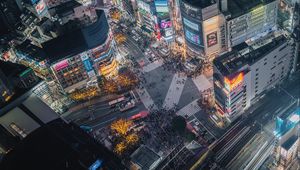 Preview wallpaper city, aerial view, road, buildings