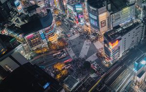 Preview wallpaper city, aerial view, road, buildings