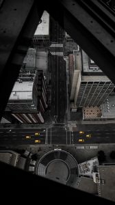 Preview wallpaper city, aerial view, road, buildings, cars