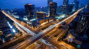Preview wallpaper city, aerial view, roads, buildings, metropolis