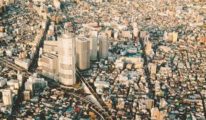 Preview wallpaper city, aerial view, roofs, roads