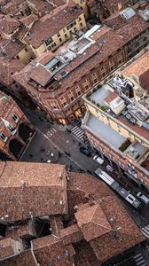 Preview wallpaper city, aerial view, street, roofs